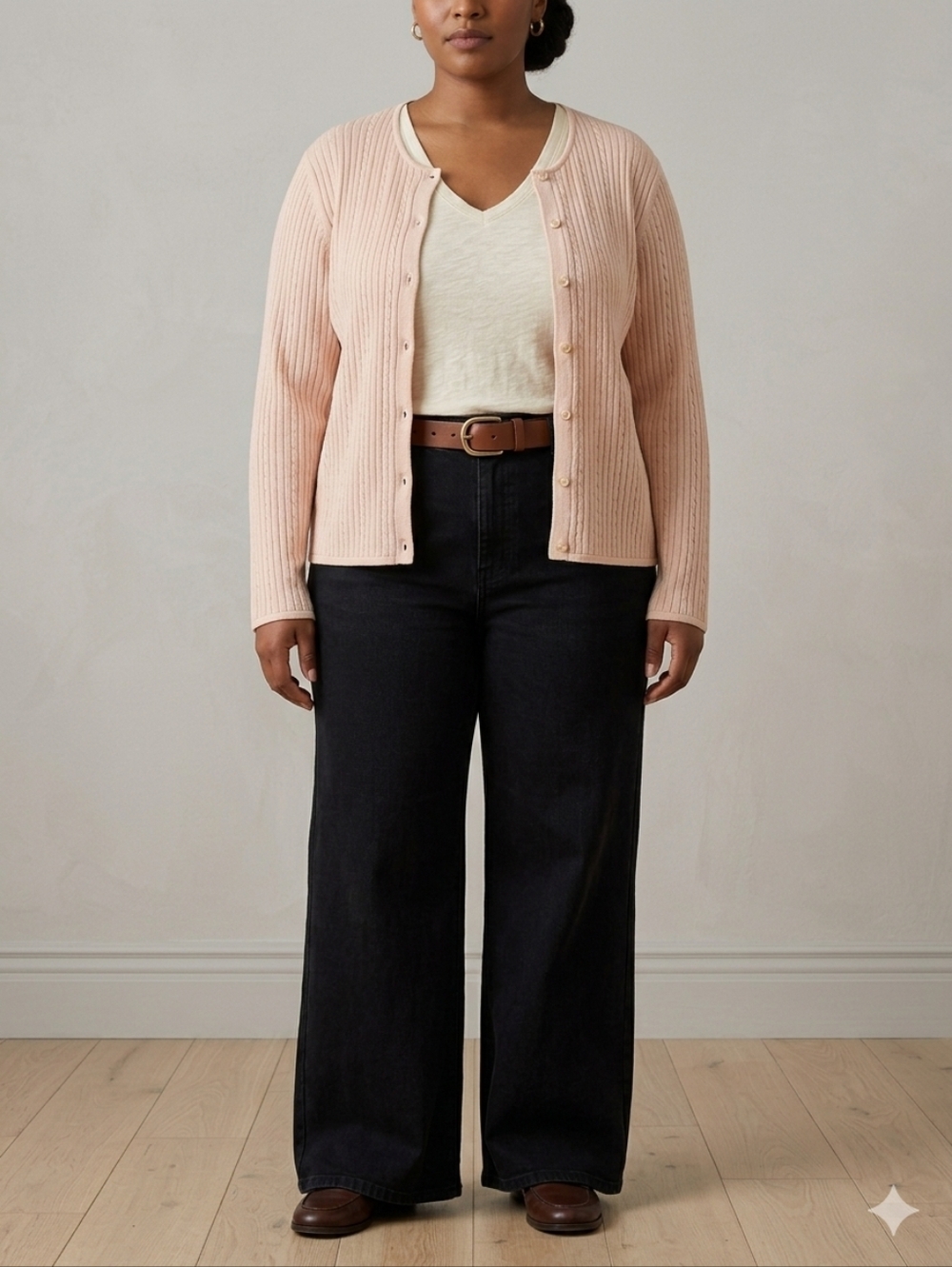 Lord & Taylor Light Blush Beige Silk Ribbed Knit Cardigan